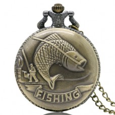 Часы карманные на цепочке  "Рыбалка"